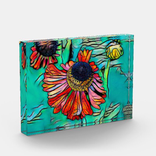 Fringy Helenium met een Glas in lood look Fotoblokken (Links)