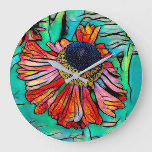 Fringy Helenium met een Glas in lood look Grote Klok
