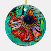 Fringy Helenium met een Glas in lood look Keramisch Ornament (Voorkant)