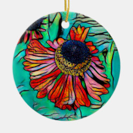 Fringy Helenium met een Glas in lood look Keramisch Ornament