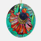 Fringy Helenium met een Glas in lood look Keramisch Ornament (Links)
