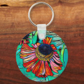 Fringy Helenium met een Glas in lood look Sleutelhanger (Voorkant)