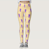 Fris beige witte vrouwen ijshockey patroon leggings (Voorkant)