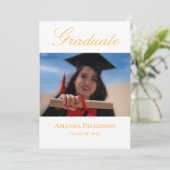 Fris Elegant Foto Geel Afstuderen Kaart (Staand voorkant)