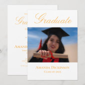 Fris Elegant Foto Geel Afstuderen Kaart (Voorkant / Achterkant)