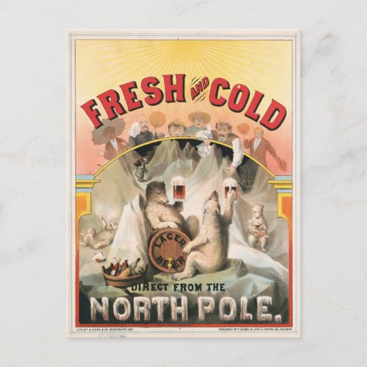 Fris en koud - Bier direct van de Noordpool Briefkaart (Voorkant)