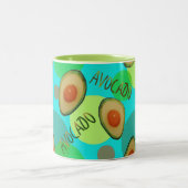 Fris en leuk avocado patroon tweekleurige koffiemok (Center)