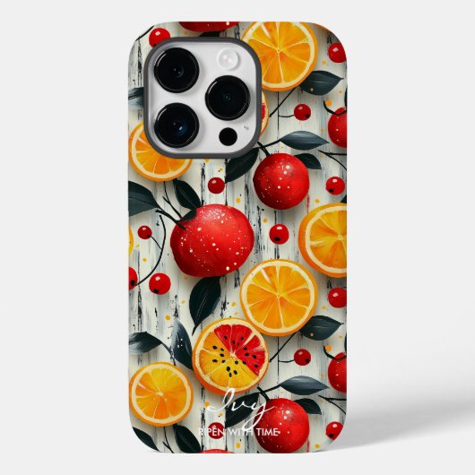 Fris en levendig fruitontwerp met citrus en bessen Case-Mate iPhone case (Achterkant)