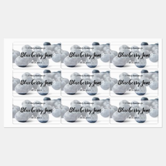 Fris en modern Blueberry Jam Jar Labels (Vel)