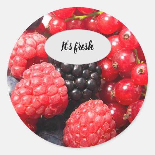 Fris fruit bessen koken foto tekst ronde sticker (Voorkant)