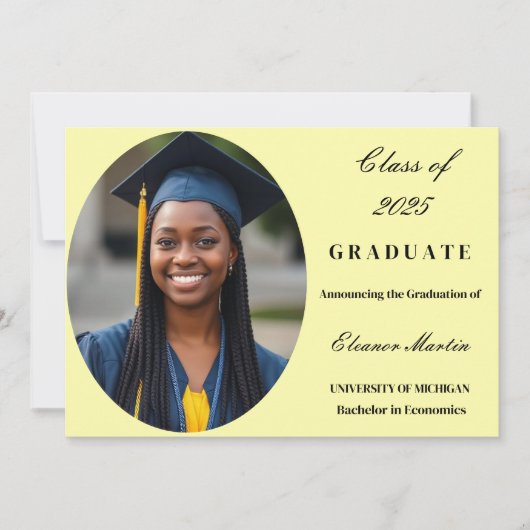 Fris geel Elegant Foto Uitnodiging (Voorkant)