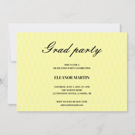 Fris geel Elegant Foto Uitnodiging (Achterkant)