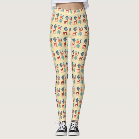 Fris geel Scandinavisch patroon Leggings (Voorkant)