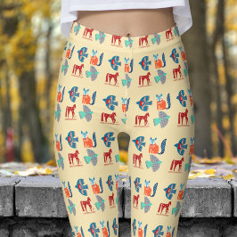 Fris geel Scandinavisch patroon Leggings
