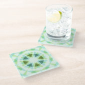 Fris Groen  Blauw Star Dopamine Decor Kitsch Glazen Onderzetter (Schuin)