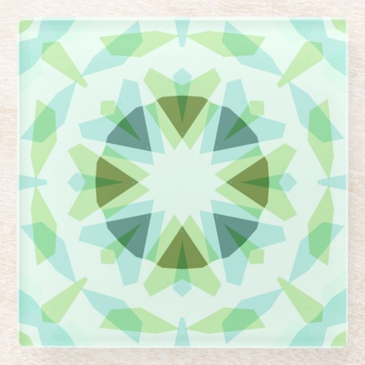 Fris Groen  Blauw Star Dopamine Decor Kitsch Glazen Onderzetter (Voorkant)