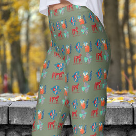 Fris groen Scandinavisch patroon Leggings