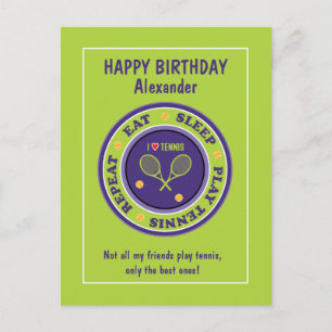Fris groen Tennis 🎾 Happy Birthday Briefkaart