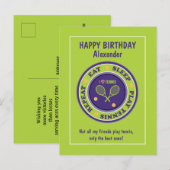 Fris groen Tennis 🎾 Happy Birthday Briefkaart (Voorkant / Achterkant)