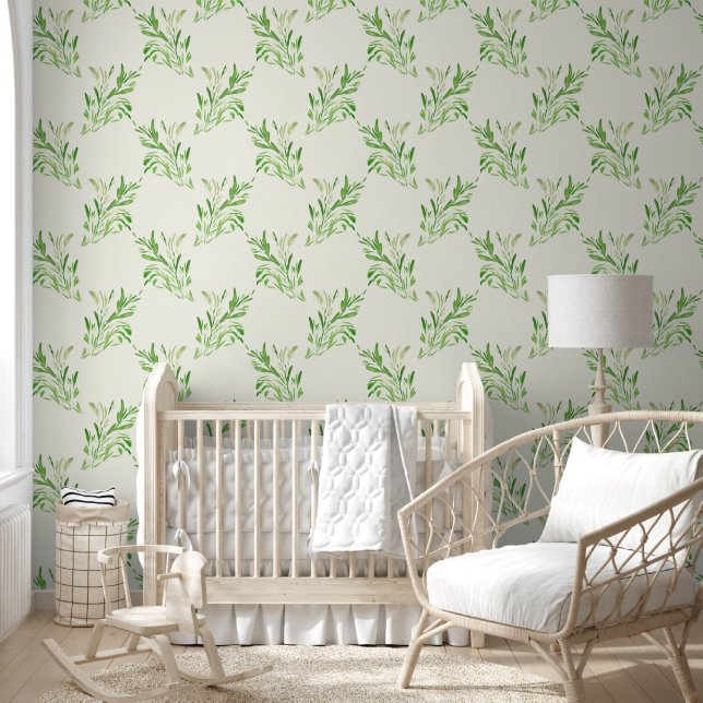 Fris Groen Trellis Botanisch patroon Behang (Kinderen)