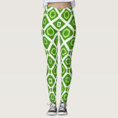 Fris Groen Witte Cirkel Vierkante Leggings (Voorkant)