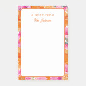 Fris Roze Sinaasappel Bloemen Een notitie van Teac Post-it® Notes (Voorkant)