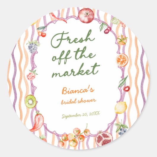 Fris van de Markt Whimsical Bruidsmeisjesfeest Ronde Sticker (Voorkant)