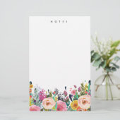 Frisante Waterverf Floral Blooms gepersonaliseerd Briefpapier (Staand voorkant)