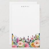 Frisante Waterverf Floral Blooms gepersonaliseerd Briefpapier (Voorkant / Achterkant)
