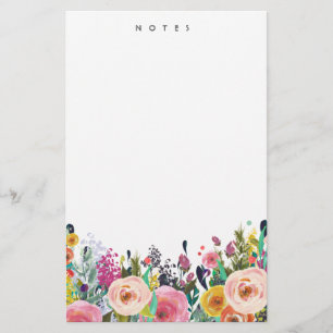 Frisante Waterverf Floral Blooms gepersonaliseerd Briefpapier