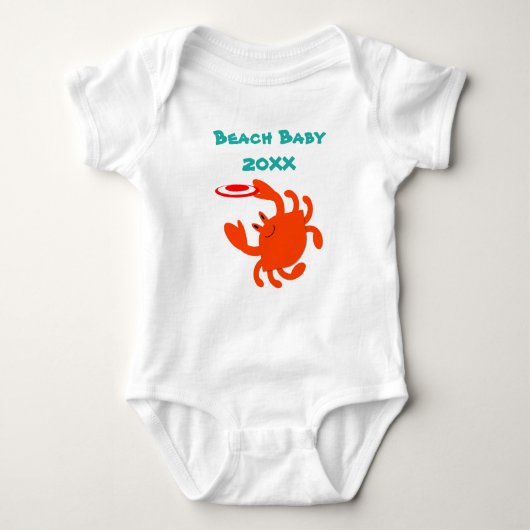 Frisbee Crab Beach Baby gepersonaliseerd Romper (Voorkant)