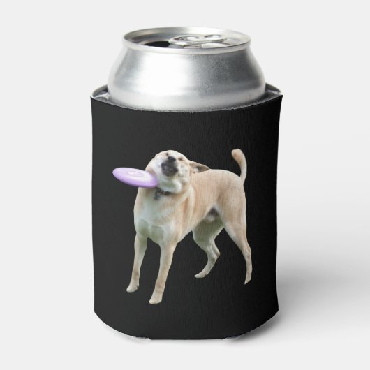 Frisbee Dog Meme Dubbelzijdig Zwart Blikjeskoeler (Blikje Voorkant)