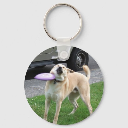 Frisbee Dog Meme Dubbelzijdige Sleutelhanger (Voorkant)