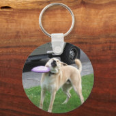 Frisbee Dog Meme Dubbelzijdige Sleutelhanger (Voorkant)