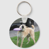 Frisbee Dog Meme Dubbelzijdige Sleutelhanger (Achterkant)