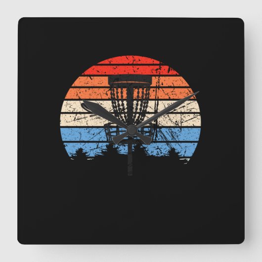 Frisbee Golf Disk Golf Retro Vierkante Klok (Voorkant)
