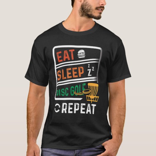 Frisbee Golf Eat Sleep Disk Golf Herhaal Folf Frol T-shirt (Voorkant)