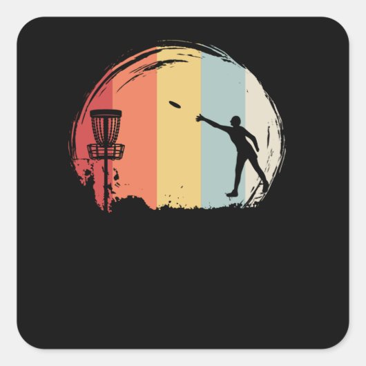 Frisbee Golf Retro Vierkante Sticker (Voorkant)