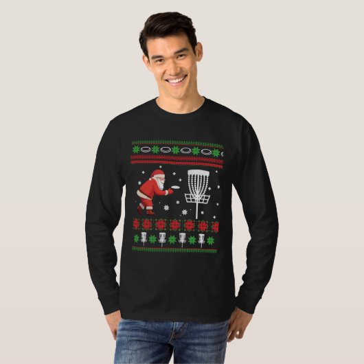 Frisbee Golf Ugly Christmas Sweater T-shirt (Voorkant volledig)