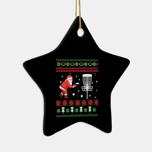 Frisbee Golf Ugly KerstSweater Keramisch Ornament (Rechts)