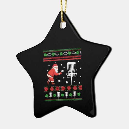 Frisbee Golf Ugly KerstSweater Keramisch Ornament (Links)