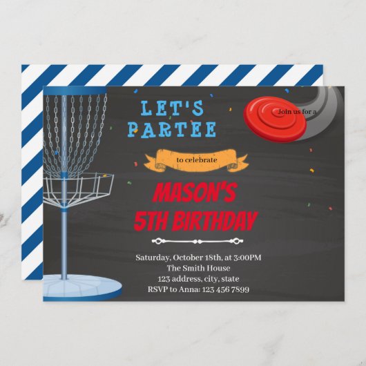 Frisbee Golf-uitnodiging Kaart (Voorkant / Achterkant)