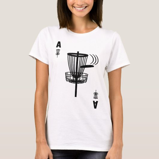 Frisbee golfgat in een aas Kaart Funny Disc Golf T-shirt (Voorkant)