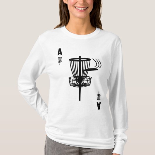Frisbee golfgat in een aas Kaart Funny Disc Golf T-shirt (Voorkant)