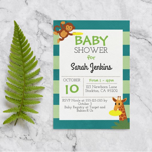 Frisbee Jungle Baby Shower Uitnodiging