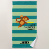 Frisbee Monkey gepersonaliseerde strandlaken (Voorkant)