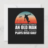 Frisbee onderschat nooit een oud Man schijf Golf Kaart (Voorkant)