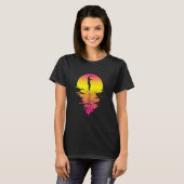 Frisbee Retro Pink 80s Retro Sunset Flying T-shirt (Voorkant volledig)