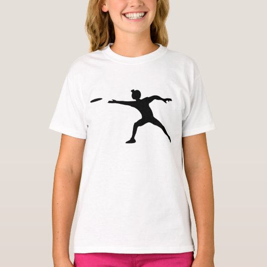 Frisbee Silhouette Meisjes T-shirt (Voorkant)
