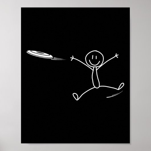 Frisbee Stickman Disc Golf Funny Ultimate Frisbee  Poster (Voorkant)